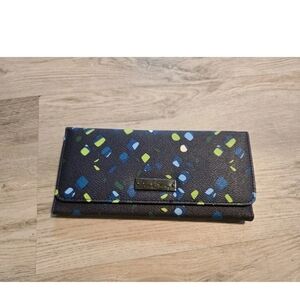 Vera Bradley Trifold Magnetic Closure Wallet Blue Leather